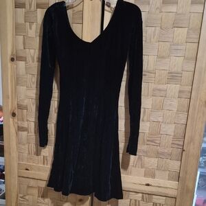 Betsey Johnson Elegant Black Velvet Long Sleeve Dress